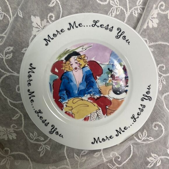 Set Of 2 Anne Ormsby House Of Prill Ceramic Plates Doing Lunch More Me Less You - Picture 2 of 4